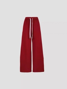 【原厂】YOEY休闲运动长裤24早春设计师款立体廓型红色加绒卫裤女