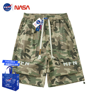 NASA品牌军工迷彩短裤男夏季2024新款潮牌宽松大码休闲工装五分裤