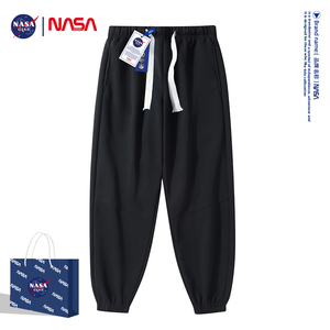 NASA联名裤子男秋冬季潮流束脚加绒加厚卫裤宽松运动裤休闲长裤子