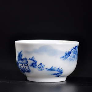 磬声陶瓷茶杯中式纯手工主人杯 景德镇青花手绘茶具品茗杯