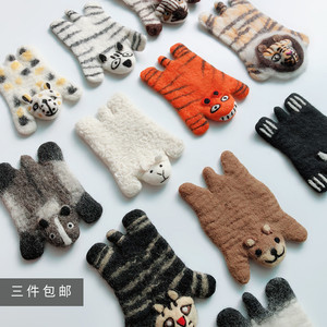 出口日本可爱动物羊毛毡杯垫卡通造型桌面摆件餐垫隔热垫圣诞礼物