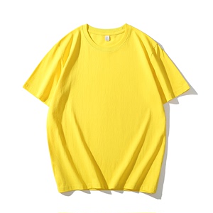 重磅纯棉纯色短袖T恤男女打底衫白色体桖内搭黄色上衣男士半袖t恤