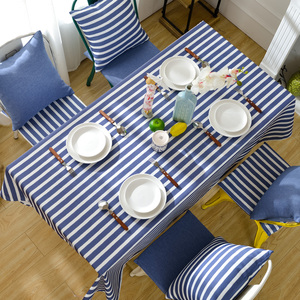 新款美式地中海条纹桌布欧式餐桌长桌布北欧ins小清新田园桌布