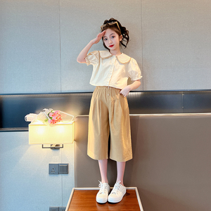 女 童夏季套装2024年新款洋气夏装 网红韩版小女孩时髦休闲两件套