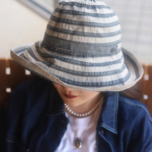 Earthtone“线条”百搭折叠!日本单棉麻盆帽布帽文艺渔夫帽遮阳帽