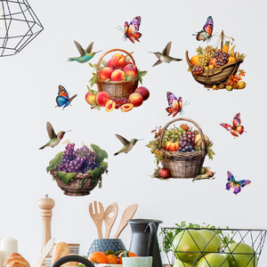 3D立体仿真水果花篮装饰品墙上室内客厅餐厅家居假花植物葡萄墙贴