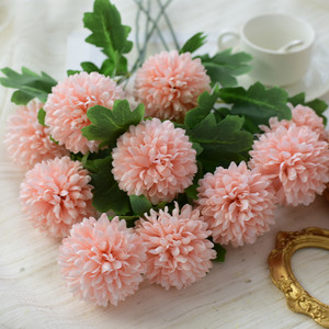 欧式韩式甜茶粉绣球 花束 客厅家居摆设室内餐桌茶几 仿真花假花