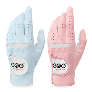 包邮正品GOG女士高尔夫手套带透气孔超纤细布魔术贴两颜色双手套