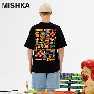 MISHKA大眼球 x BOGY合作系列 春季 主题印花短袖T恤美式