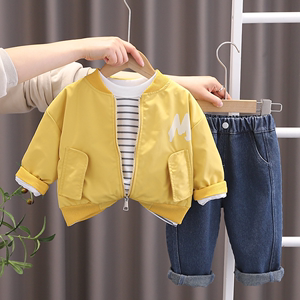 婴儿衣服春款洋气帅气外套分体套装一岁六7八9十个月男宝宝春秋装