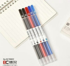 博采28802无印极简风格中性笔0.35mm全针管 晶蓝红黑色碳素笔水笔