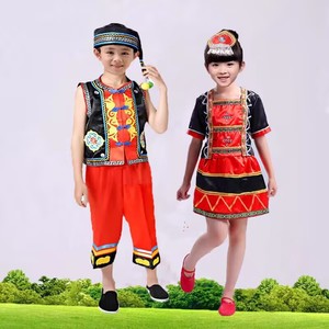 儿童舞蹈演出服六一小荷风采阿佤阿娃民族舞台服佤族彝族演出服装
