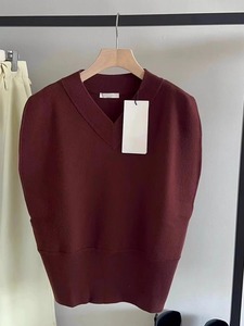春秋韩版红棕色毛衣高级感内搭打底女针织衫叠穿针织马甲背心上衣