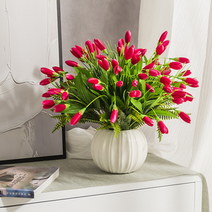 客厅装饰花艺 带花瓶 新款台面摆件假花插花仿真花绢布卧室花盆栽
