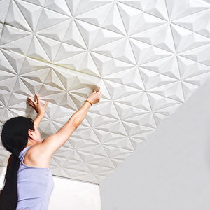 吊顶装饰创意天花板屋顶房顶墙顶贴纸墙纸自粘3D立体墙贴隔音防水