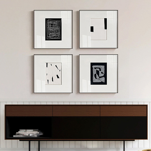 黑白抽象装饰画极简主义客厅背景墙挂画小众艺术高级感北欧墙壁画