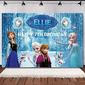 冰雪奇缘背景布女孩公主生日派对装饰用品爱莎主题定制名字海报