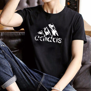 Adidas阿迪达斯黑色短袖t恤男款夏季百搭学生休闲纯棉半袖T恤2006