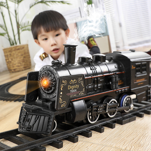 2349C火车轨道玩具男孩蒸汽高铁仿真儿童电动小火车套装汽车复古