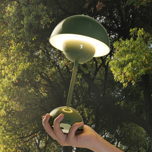 丹麦设计师花苞台灯复古绿色卧室桌面氛围床头蘑菇灯充电无线383