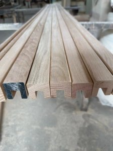 实木玻璃扶手护栏卡槽U型槽原木毛胚栏杆榉木/橡胶木/红橡/沙比利