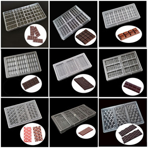 长排联排巧克力模具PC材质透明硬塑长方形果干朱古力板块烘焙模具