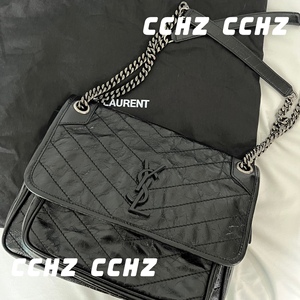 支持中检 圣罗兰SAINT LAURENT YSL Niki 银链中号复古链条单肩包