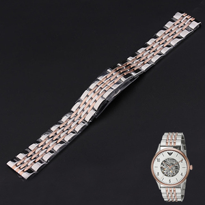 阿玛尼AR1921男款机械表手表带不锈钢精钢间玫瑰金表链22mm蝴蝶扣
