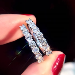 七公主莫桑石排钻戒指纯银女白金时尚个性叠戴百搭碎钻尾戒小指