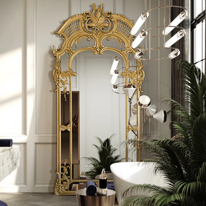 法式雕花全身镜别墅复古靠墙落地镜欧式奢华壁炉装饰镜壁挂穿衣镜