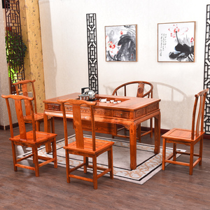新中式茶桌椅组合简约现代功夫茶艺桌 实木仿古泡茶台1.2米小茶几