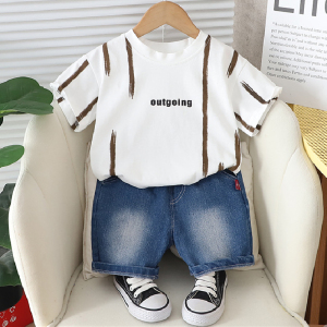 婴儿衣服夏季小男孩短袖洋气套装分体6七8九10个月一岁男宝宝夏装