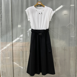 佑Y24B2076商场专卖2024夏时尚品质女装收腰显瘦拼接长款连衣裙子