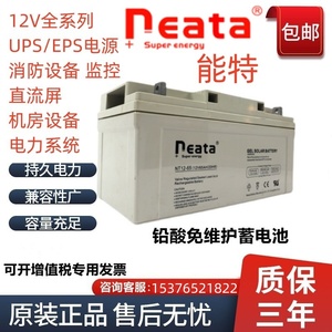 能特蓄电池NT12V-7A17A24A38A40A65A100A120A200AH消防应急电源