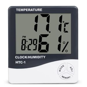 HTC-1电子数字温度计家用室内婴儿房高精度电子温湿度计儿童闹钟