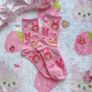 粉色mp女儿服袜子女日系可爱卡通短袜ins夏天薄款棉袜