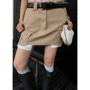 韩国东大门2024夏季新款不规则设计感工装短裙百搭包臀半身裙女潮