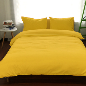 轻奢高档纯黄色四件套姜黄色三件套浅灰色床单被套素色床上用品4