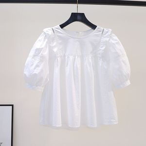 子末青合~森女日系娃娃衫法式小众泡泡袖白衬衫宽松洋气纯棉上衣