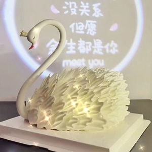 网红女神黑白天鹅生日蛋糕新鲜低糖动物奶油上海深圳广州南京同城