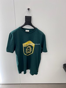 YSL/圣罗兰 T恤 23ss3折多代购 男装 绿色字母图案印花短袖上衣