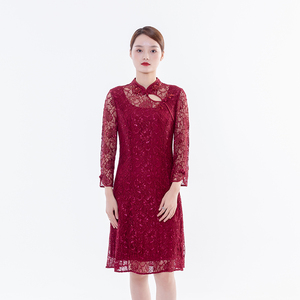 HONRN/红人专柜正品冬季女装蕾丝X型及膝连衣裙商场同款HF55OL197