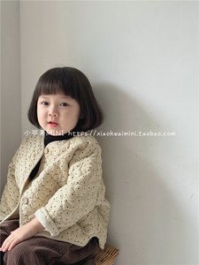 小苹果MINI2024秋冬韩版男女童宝宝百搭宽松点点外套儿童个性棉衣