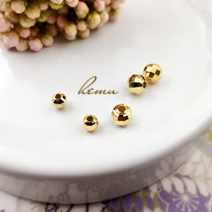 日本贵和 铜镀金切面小珠镜面镭射隔珠diy手链项链饰品配件 2尺寸