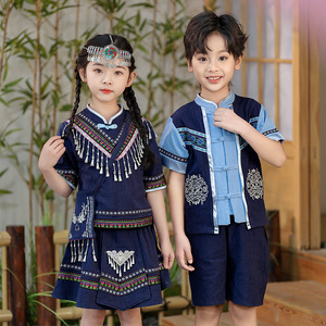 男女童夏装广西壮族三月三演出服中国风少数名族儿童服装傣族童装