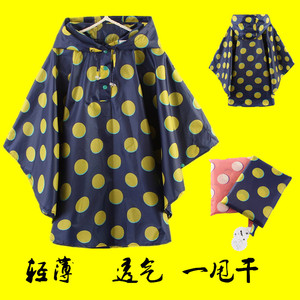 日本轻薄韩版时尚儿童萌卡通圆点点男女雨衣雨披 宝宝披风式斗篷