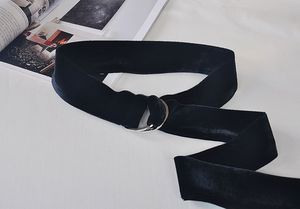 原创设计高端手工布天鹅绒丝绒腰带黑色个性扣环女宽腰封绑带定制