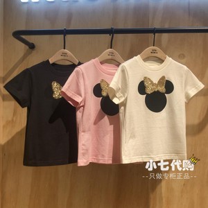 little moco童装2023秋新品女童米老鼠卡通甜美短袖T恤KBC3TEE025