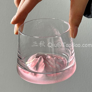 三秋Sanq粉色富士山玻璃杯水杯高级感小众创意咖啡杯威士忌杯酒杯