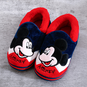迪士尼棉拖鞋男女儿童冬季卡通保暖居家防滑包跟保暖宝宝毛绒棉鞋